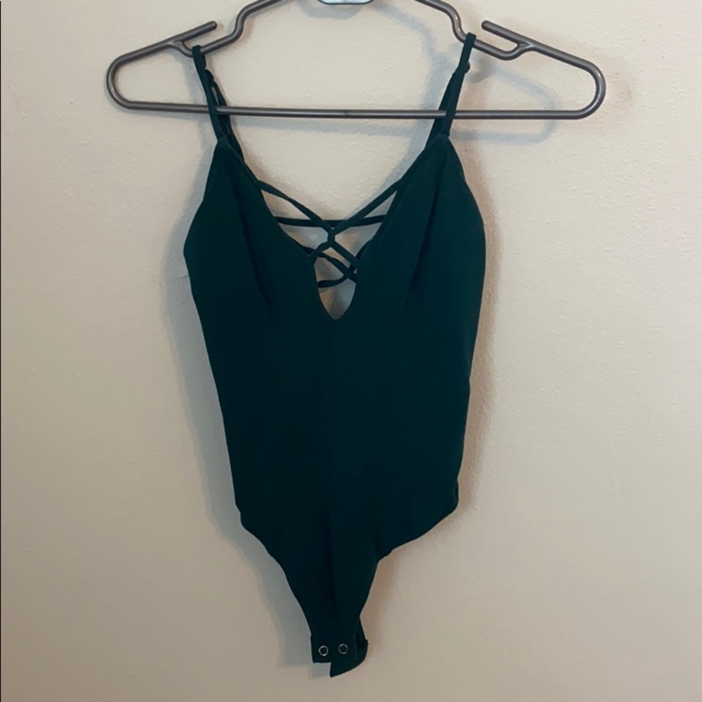 Emerald green thong body suit